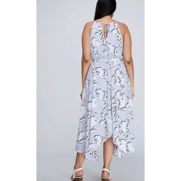 Size‎ 22 3X ABSTRACT PRINT HALTER ASYMMETRICAL DRESS W/TIE + POCKETS Plus Size - Picture 4 of 6